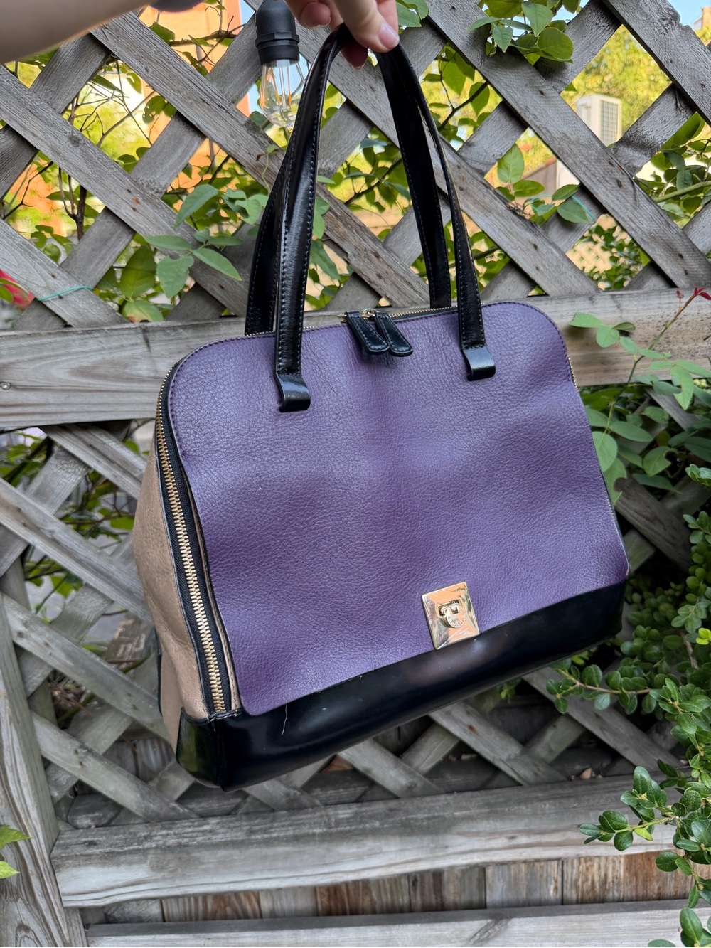 Furla Women’s Purple and Black Leather Tote Bag